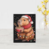Cute Christmas Capybara With Ramen Bowl Holiday Te Karte (Gelbe Blume)