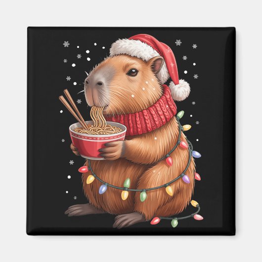 Cute Christmas Capybara With Ramen Bowl Holiday Te Magnet (Vorne)