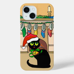 Cute Christmas Cartoon Cat iPhone 15 Hülle