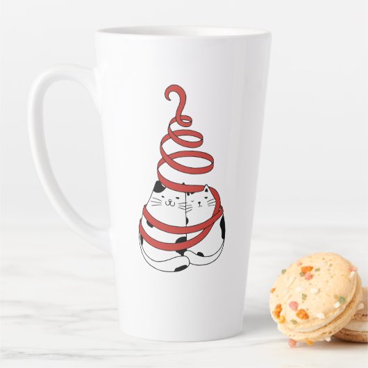 Cute Christmas cat couples in love minimalist Milchtasse (Beispiel)