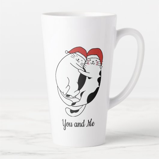 Cute Christmas cat couples in love minimalist Milchtasse (Rechts)