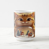 Cute Christmas Cat Holding Snow Globe Art Kaffeetasse (Mittel)