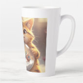 Cute Christmas Cat Holding Snow Globe Art Milchtasse (Rechts)