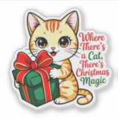 Cute Christmas Cat Holiday Decal for Cat Lover Aufkleber (Vorderseite)