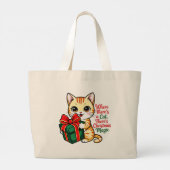Cute Christmas Cat Holiday Gift for Cat Lover Jumbo Stoffbeutel (Rückseite)