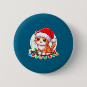 Cute Christmas Cat In Santa Hat  Button (Vorderseite)