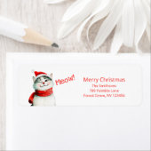 Cute Christmas Cat Meow Return Address (Insitu)