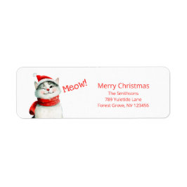 Cute Christmas Cat Meow Return Address