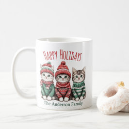 Cute Christmas Cat Mug | Custom Family Name Kaffeetasse