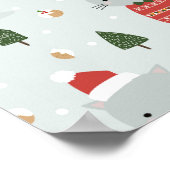 Cute Christmas Cat Pattern – Festive Holiday  Poster (Ecke)