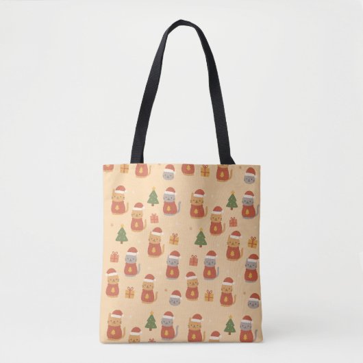 Cute Christmas Cat Pattern – Kawaii Festive Cats & Tasche (Vorderseite)