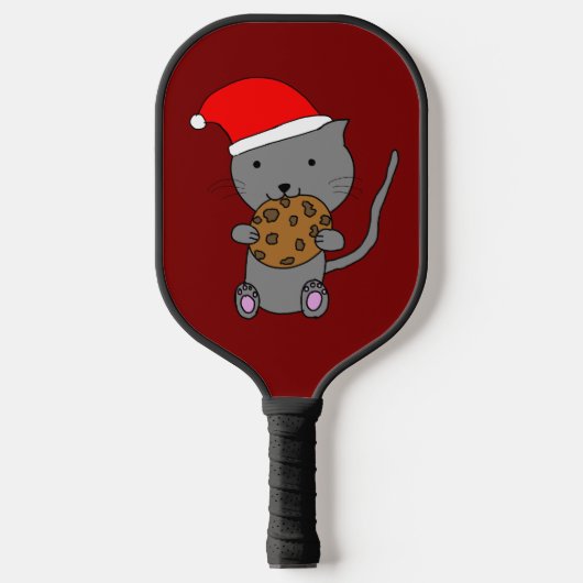 Cute Christmas Cat Pickleball Schläger (Vorderseite)