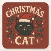 Cute Christmas cat Rechteckiger Pappuntersetzer (Vorderseite)