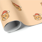 Cute Christmas Cat Santa Hat Geschenkpapier (Rolleneckpunkt)
