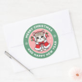 Cute Christmas Cat Sticke Runder Aufkleber (Umschlag)