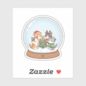 Cute Christmas Cat Sticker, Snow Globe Cat Aufkleber (Blatt)