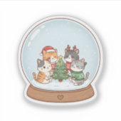 Cute Christmas Cat Sticker, Snow Globe Cat Aufkleber (Vorderseite)
