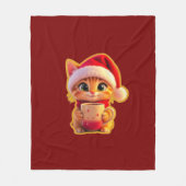 **Cute Christmas Cat with Santa Hat – Funny Holida Fleecedecke (Vorderseite)