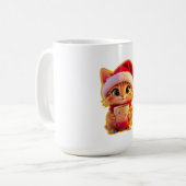 **Cute Christmas Cat with Santa Hat – Funny Holida Kaffeetasse (Vorderseite Links)