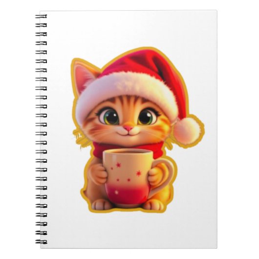 **Cute Christmas Cat with Santa Hat – Funny Holida Notizblock (Vorderseite)