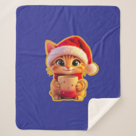 **Cute Christmas Cat with Santa Hat – Funny Holida Sherpadecke