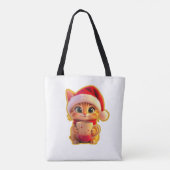 **Cute Christmas Cat with Santa Hat – Funny Holida Tasche (Rückseite)