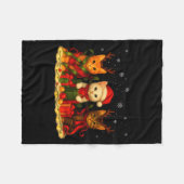 Cute Christmas Cat Xmas Lights Santa Reindeer Cat Fleecedecke (Vorderseite (Horizontal))