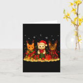 Cute Christmas Cat Xmas Lights Santa Reindeer Cat Karte (Gelbe Blume)