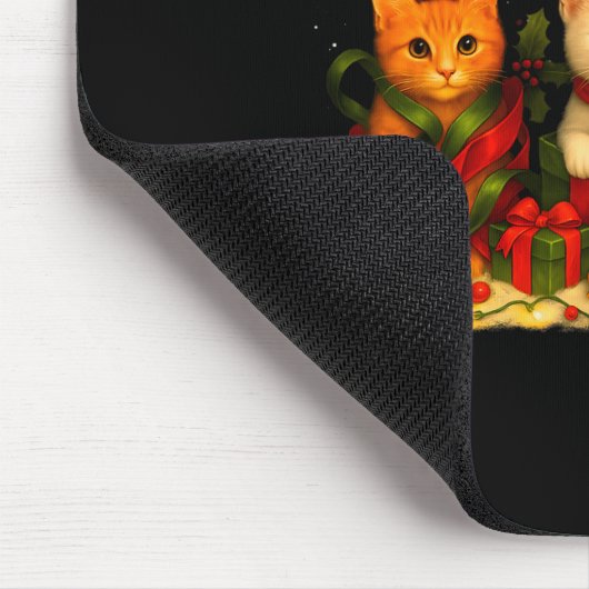 Cute Christmas Cat Xmas Lights Santa Reindeer Cat Mousepad (Ecke)