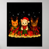 Cute Christmas Cat Xmas Lights Santa Reindeer Cat  Poster (Vorne)