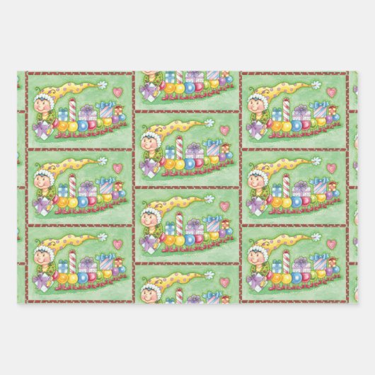 Cute Christmas Caterpillar Train with Presents Geschenkpapier Set (Vorderseite 2)