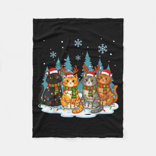 Cute Christmas Cats Funny Holiday Kitten Lights Sa Fleecedecke (Vorderseite)