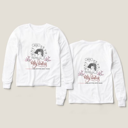 Cute Christmas Cats “Meow” Holiday Design (Design Vorderseite & Rückseite)