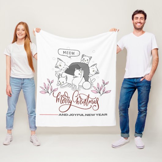 Cute Christmas Cats “Meow” Holiday Design Fleecedecke (Beispiel)