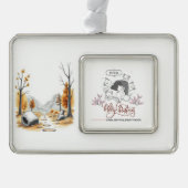 Cute Christmas Cats “Meow” Holiday Design Rahmen-Ornament Silber (Vorderseite)