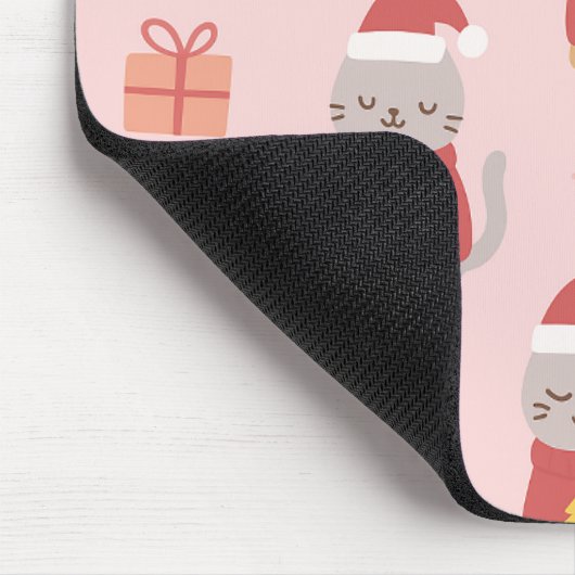 Cute Christmas Cats Pattern – Pink Holiday Design Mousepad (Ecke)