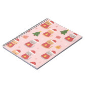 Cute Christmas Cats Pattern – Pink Holiday Design Notizblock (Linke Seite)