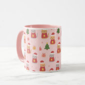 Cute Christmas Cats Pattern – Pink Holiday Design Tasse (Vorderseite Links)
