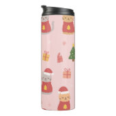 Cute Christmas Cats Pattern – Pink Holiday Design Thermosbecher (Nach rechts gedreht)