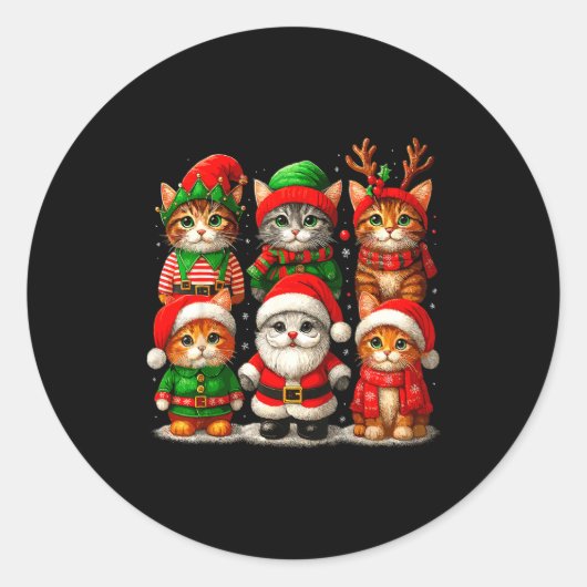 Cute Christmas Cats  Runder Aufkleber (Vorderseite)