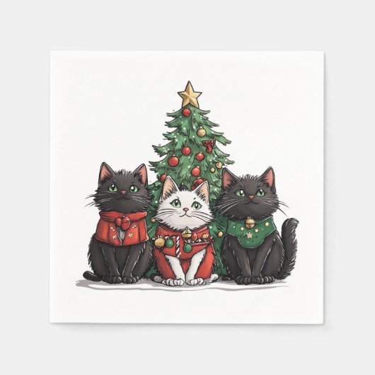 Cute Christmas Cats Serviette (Vorderseite)