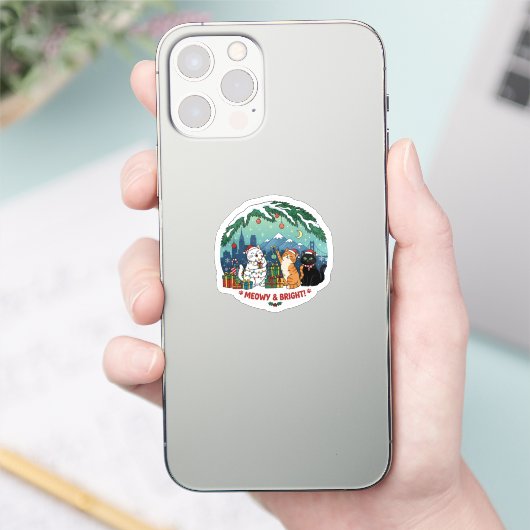 Cute Christmas Cats Sticker (Telefon)