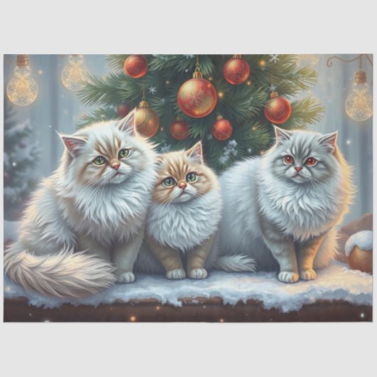 Cute Christmas Cats Tissue Paper Seidenpapier (Vorderseite)