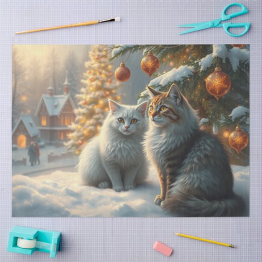 Cute Christmas Cats Tissue Paper Seidenpapier (Basteln)
