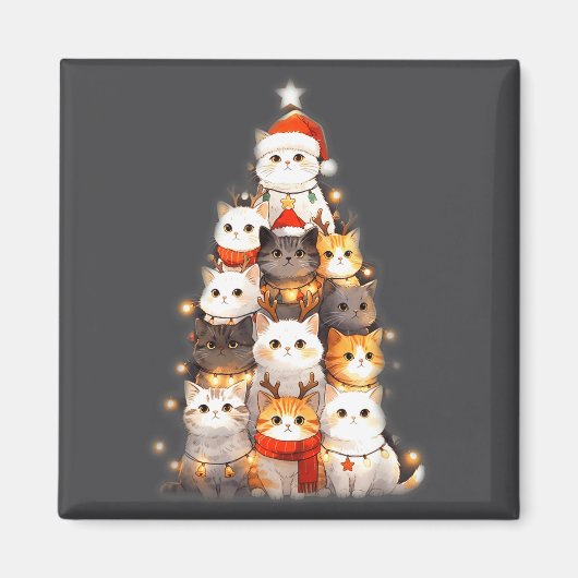 Cute Christmas Cats Tree Lights Holiday Kittens Il Magnet (Vorne)