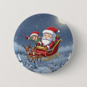 Cute Christmas Chibi Santa and Elf button (Vorderseite)