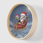 Cute Christmas Chibi Santa and Elf Clock Uhr (Winkel)