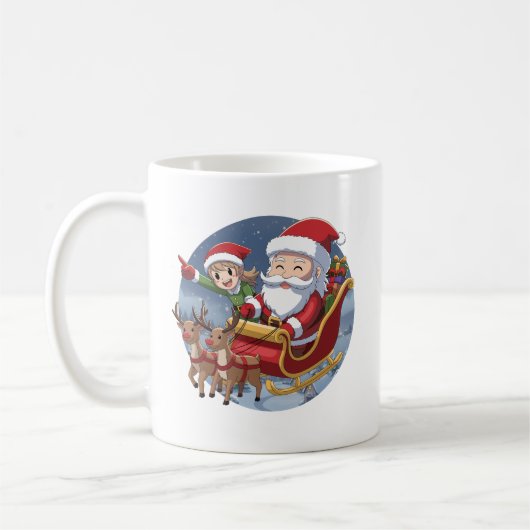 Cute Christmas Chibi Santa and Elf – Holiday Illus Kaffeetasse (Links)
