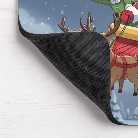 Cute Christmas Chibi Santa and Elf Mouse Pad Mousepad (Ecke)