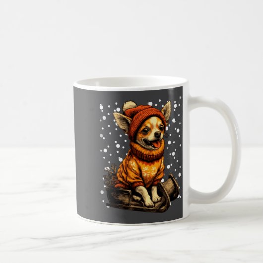 Cute Christmas Chihuahua Sledding In Snow Funny Wi Kaffeetasse (Rechts)